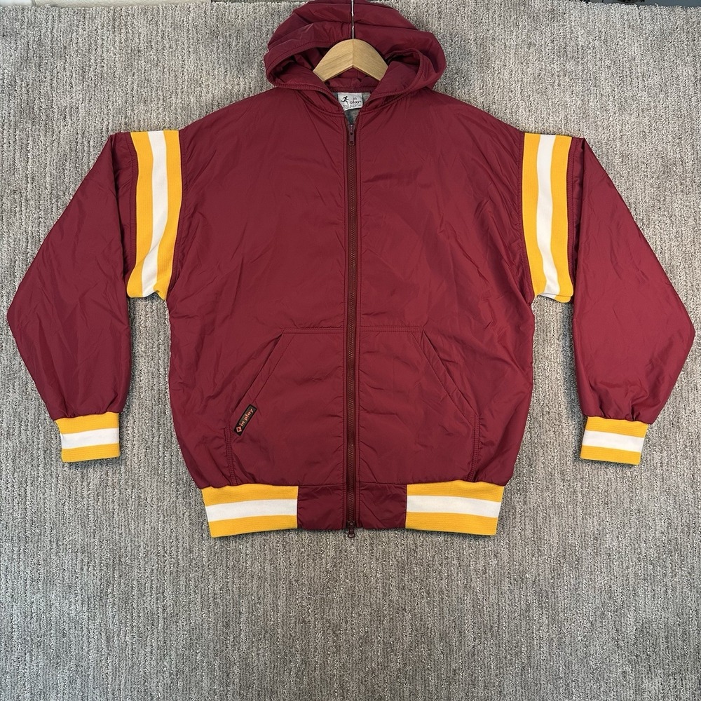 In Play Vintage Insulated Nylon Track Full Zip Jacket Large Red Yellow USA Made